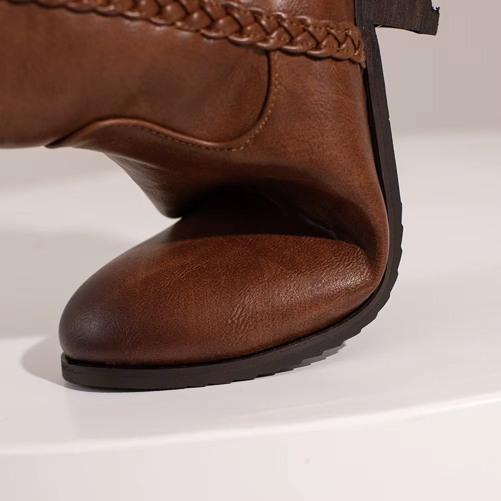 Bottes hautes en similicuir à talon rond – Vintage VÉRÉA