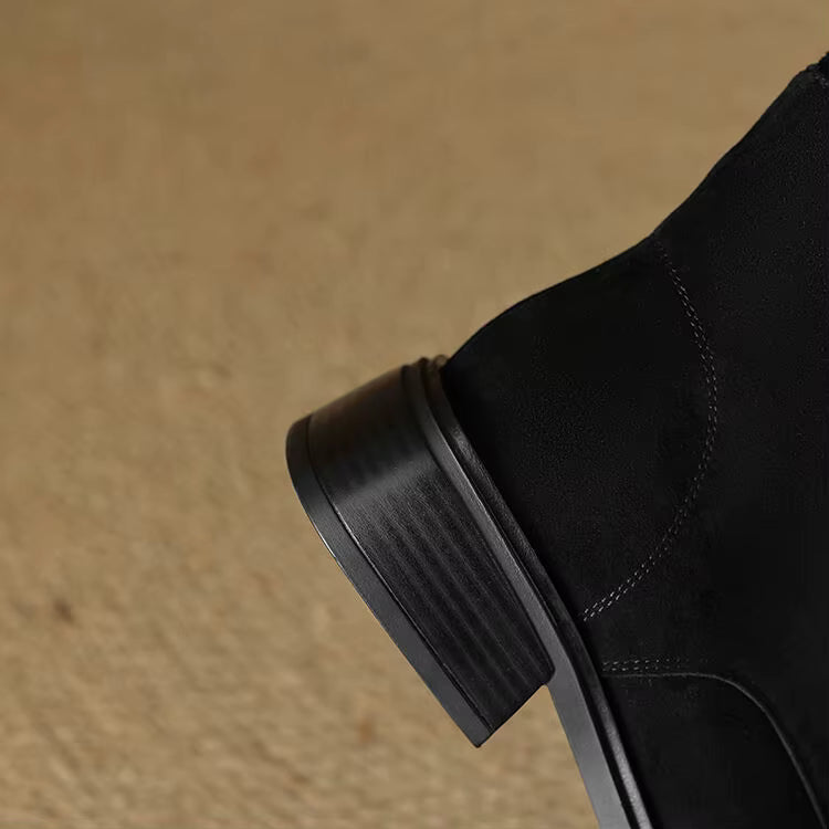 Bottines à lacet en daim talon carré – DANÉLIA