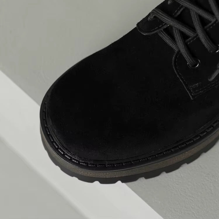 Bottines à lacets en daim à talon avec semelle crantée – MÉLORA