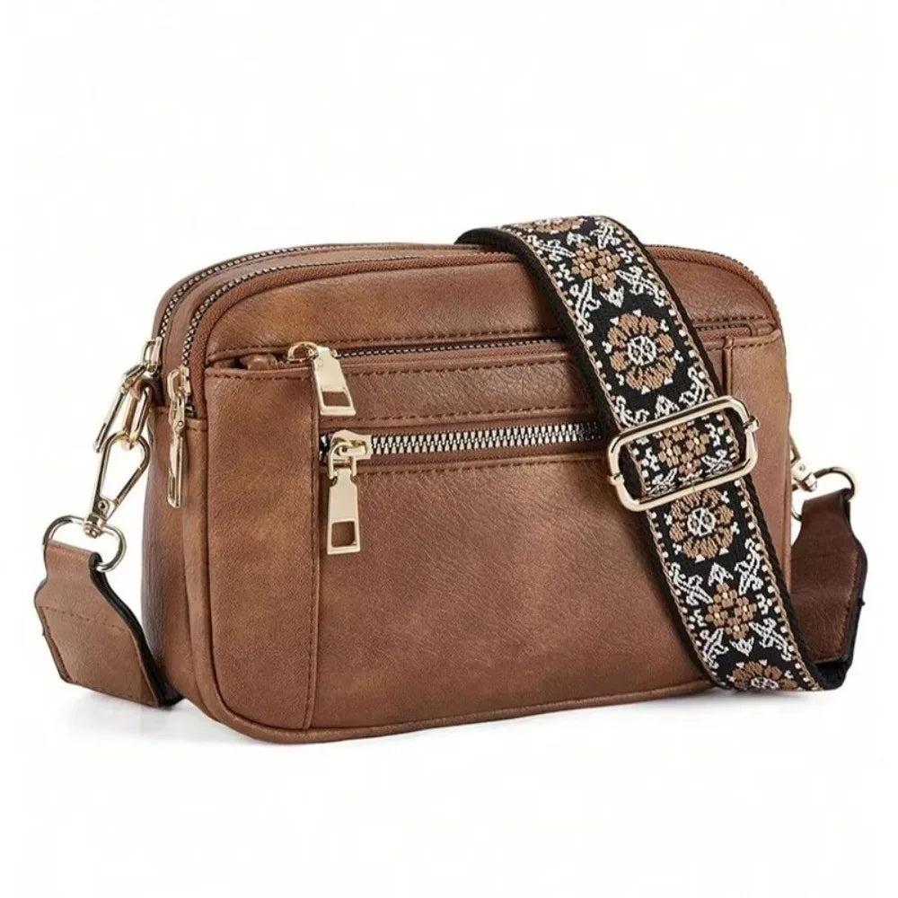 Sac bandoulière femme multipoche cuir souple - Anaïs