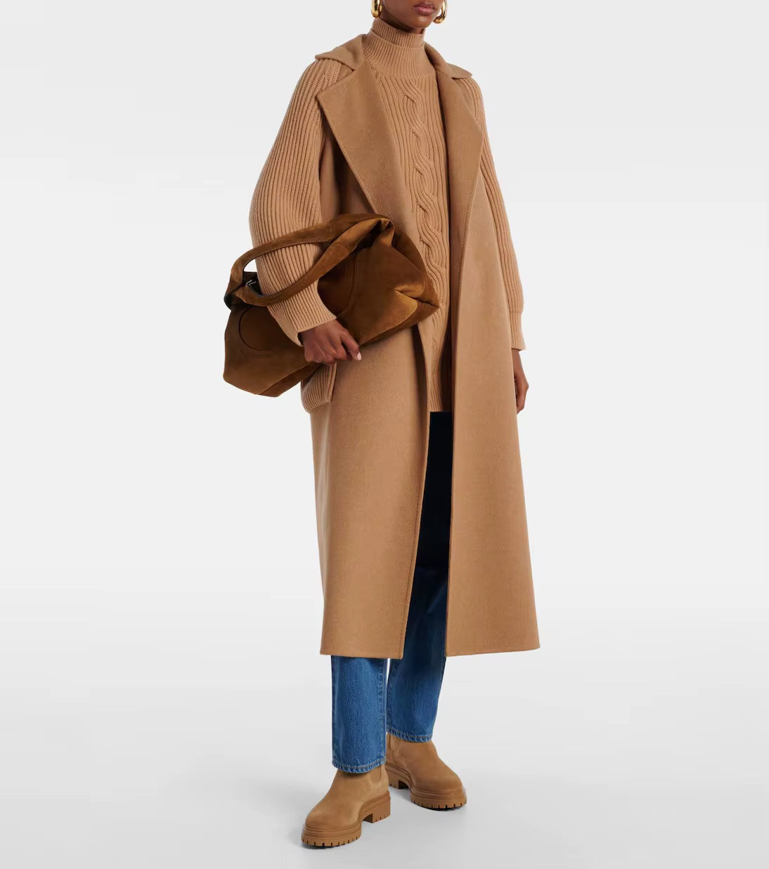 Bottines fourrées en daim à talon bas – NÉLIA