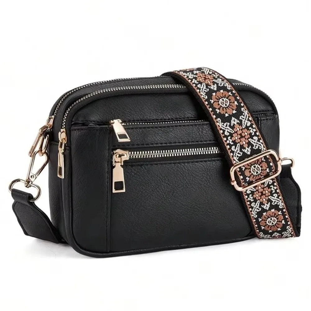 Sac bandoulière femme multipoche cuir souple - Anaïs