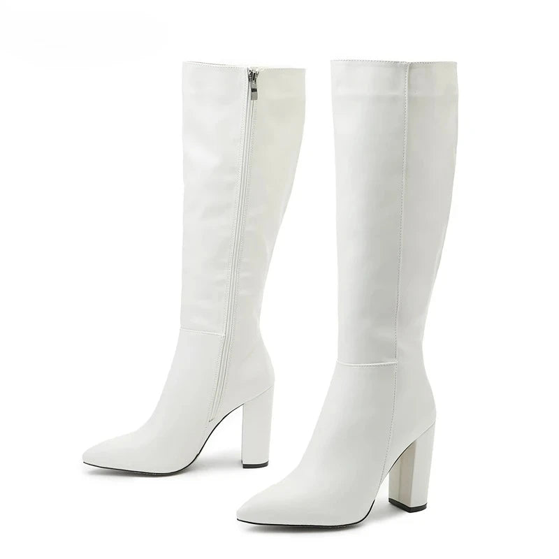 Bottes hautes en similicuir à talon bout pointu – MALYRA