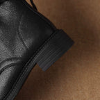 Bottines à lacet en cuir à talon rond – MARÉLIA