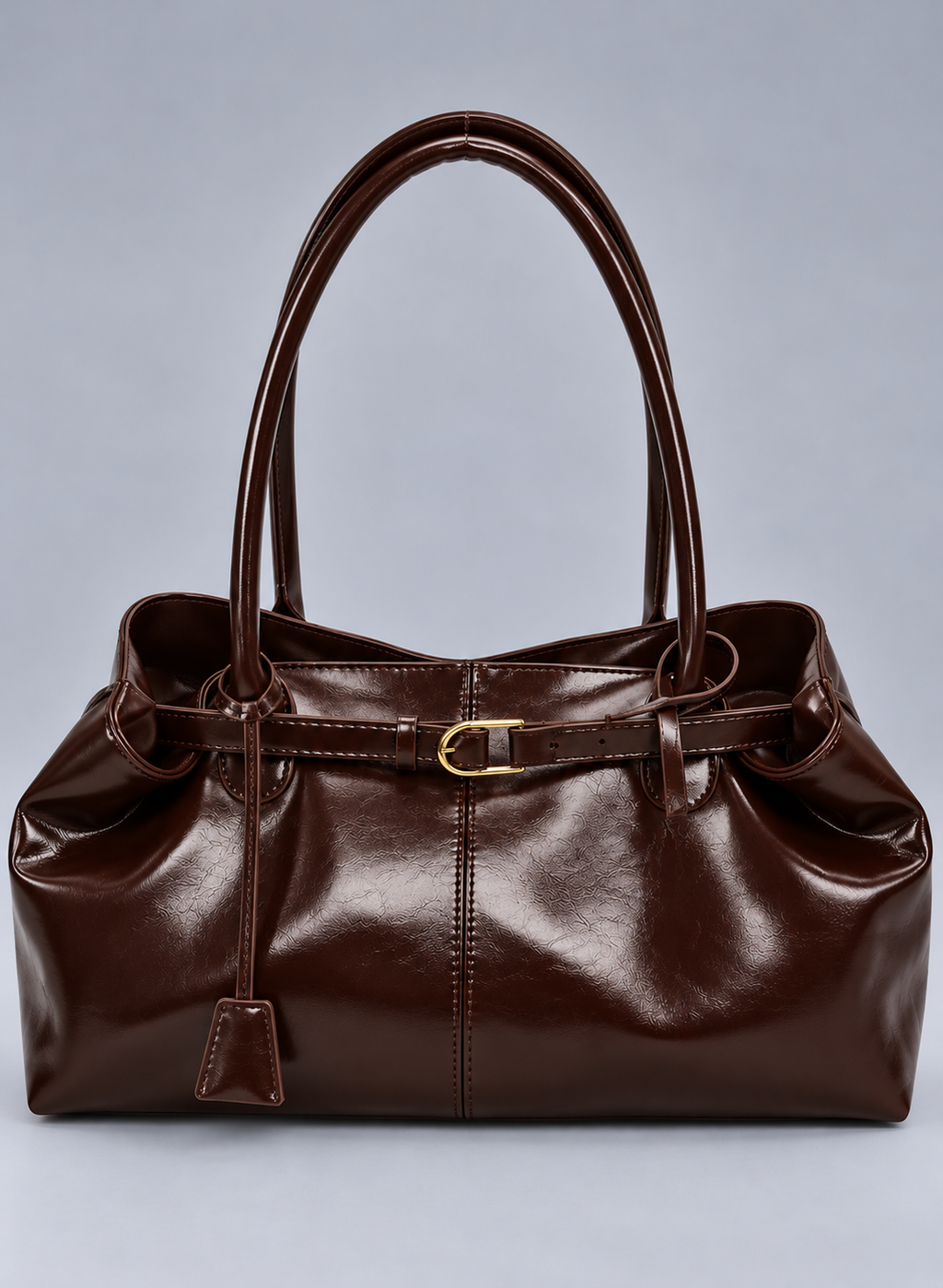 Sac à main de cours en cuir souple verni- Louane