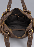 Sac à main en cuir vintage à poches zippées - Amélie