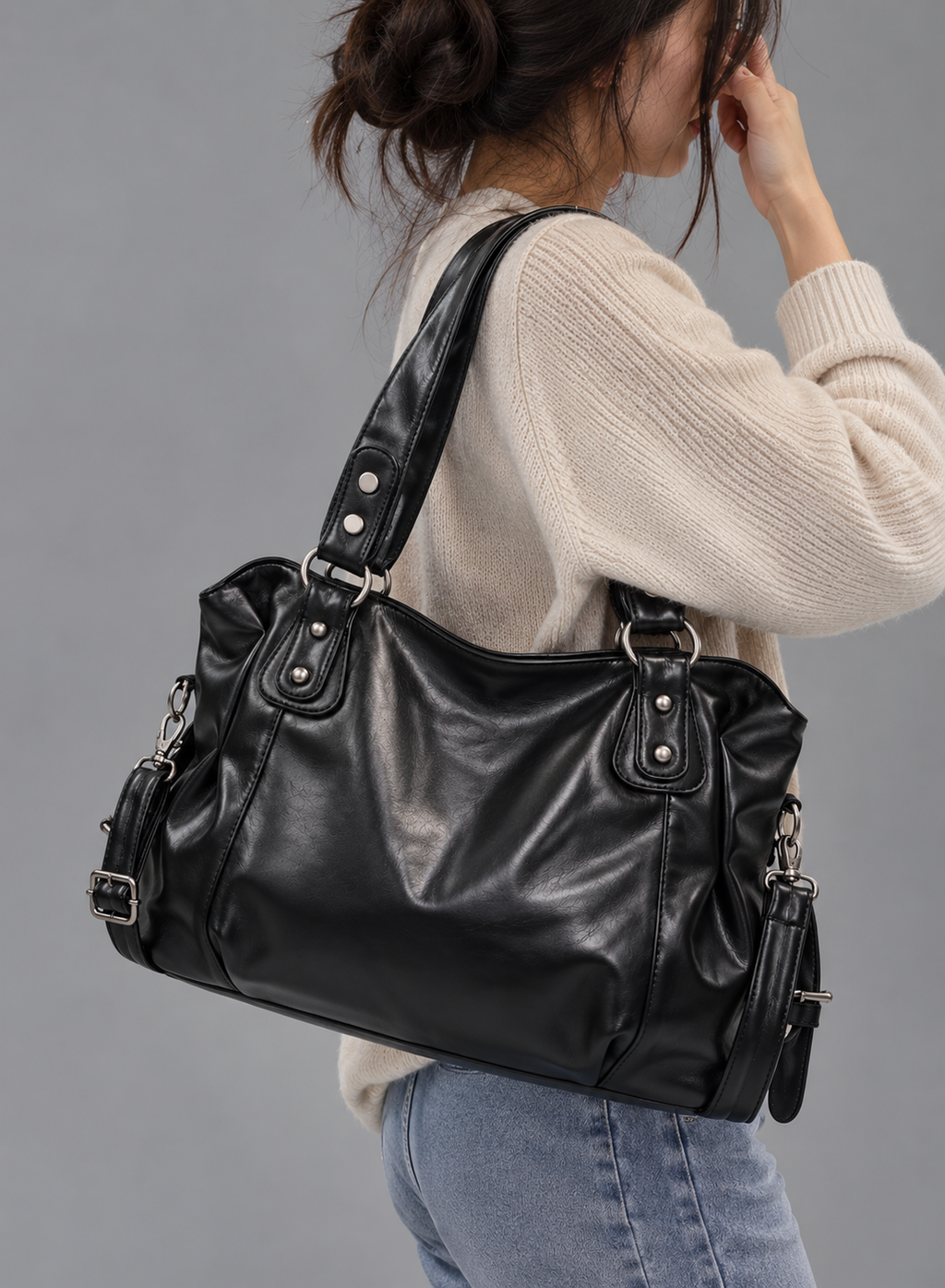 Sac à main de cours en cuir - Cléa