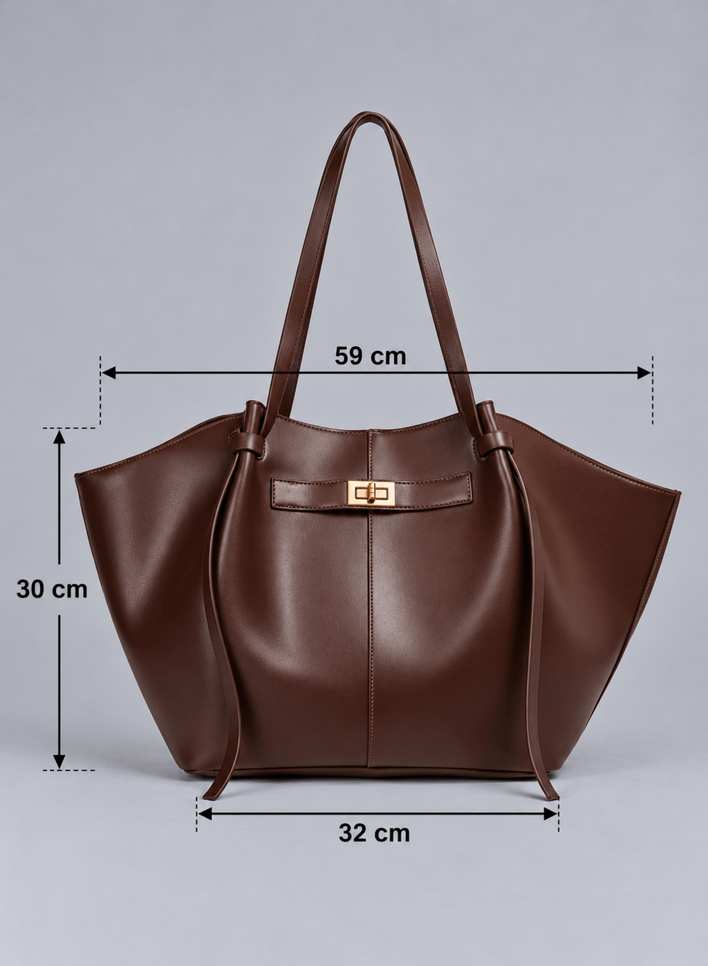 Sac à main marron foncé femme cuir vegan dimensions grande capacité Eglaria