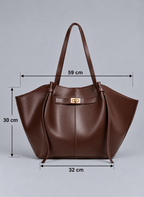 Sac à main marron foncé femme cuir vegan dimensions grande capacité Eglaria
