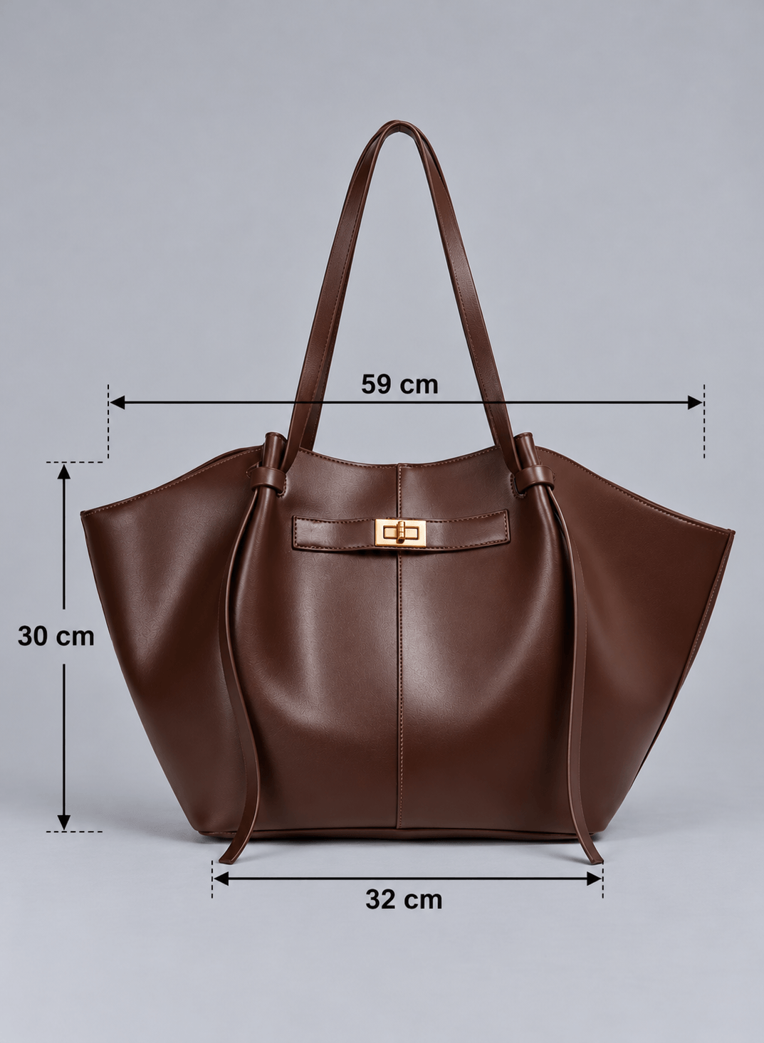 Sac à main marron foncé femme cuir vegan dimensions grande capacité Eglaria