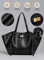 Sac à main de cours en cuir grande capacité noir - Diane