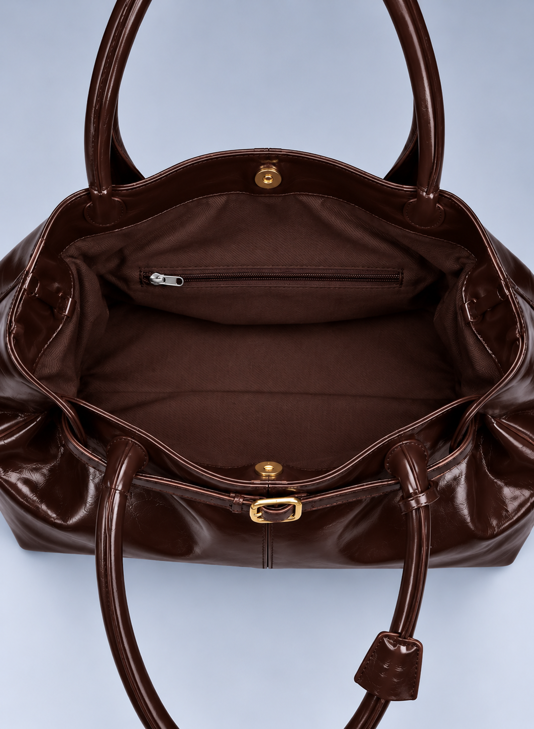 Sac à main de cours en cuir souple verni- Louane