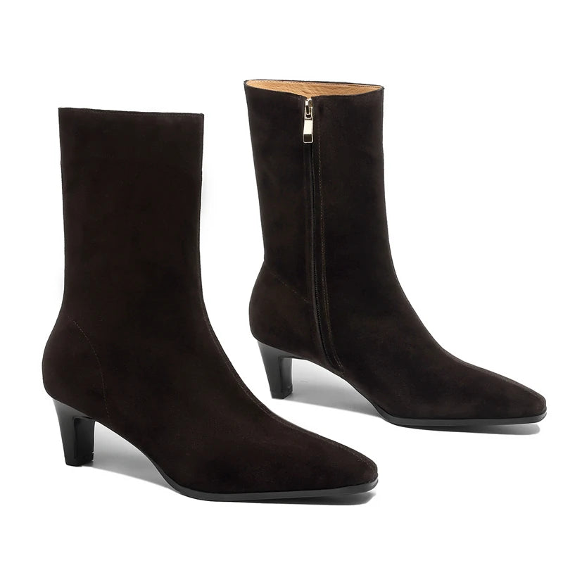 Bottines en cuir suédé à talon pointu – ISÉA