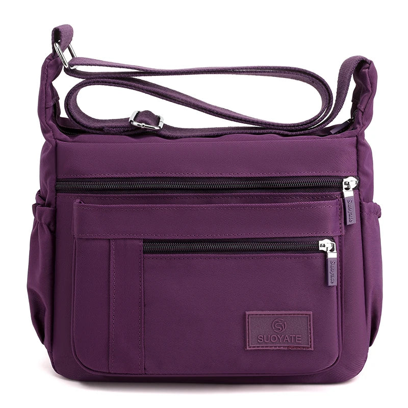 Sac bandoulière femme large sangle multi-poches - Rosa