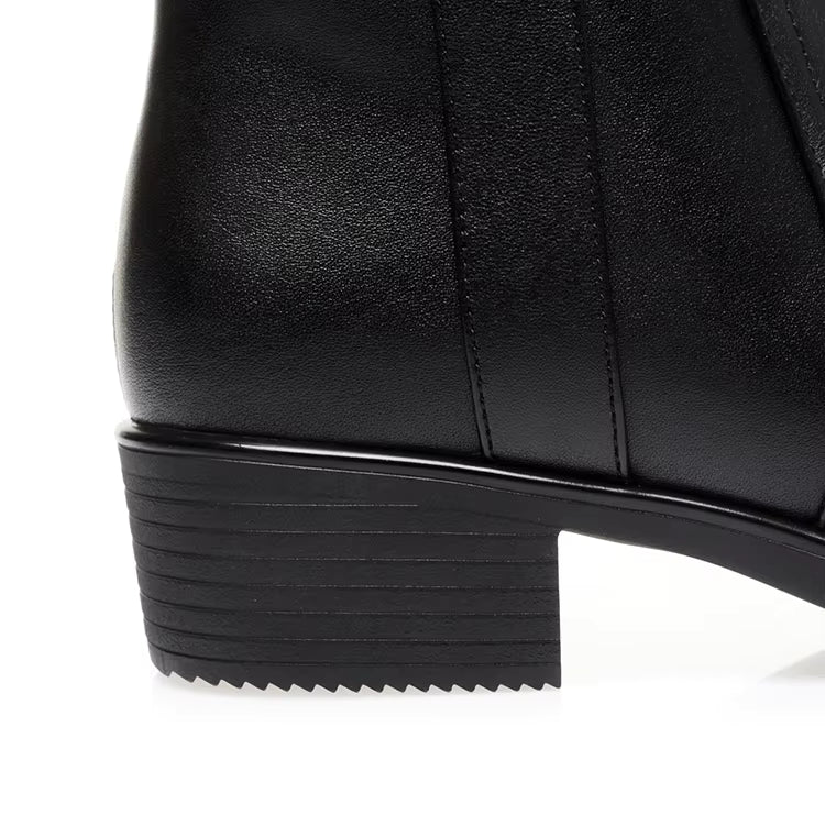 Bottes hautes en cuir à talon carré – TESSANDRA