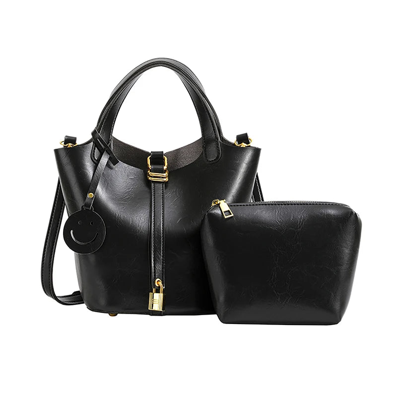 Sac seau femme cuir vintage avec pochette - Valérie
