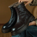 Bottines fourrées en cuir à semelle crantée – SÉLENA