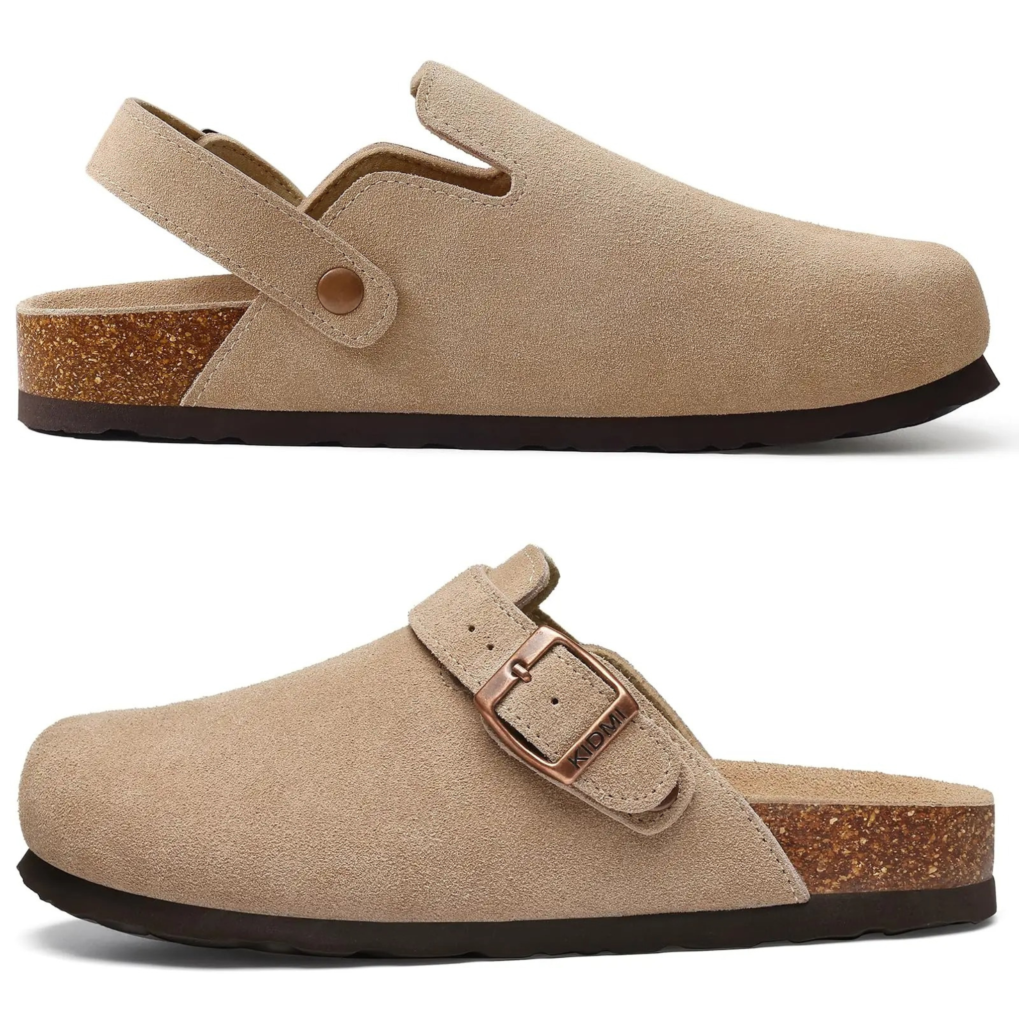 Sabot Femme en daim semelle en liège Boucles Réglables - KARLA