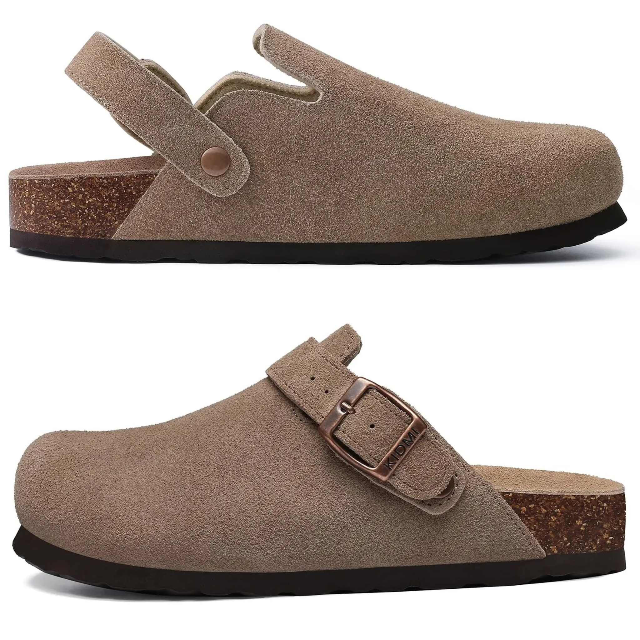 Sabot Femme en daim semelle en liège Boucles Réglables - KARLA