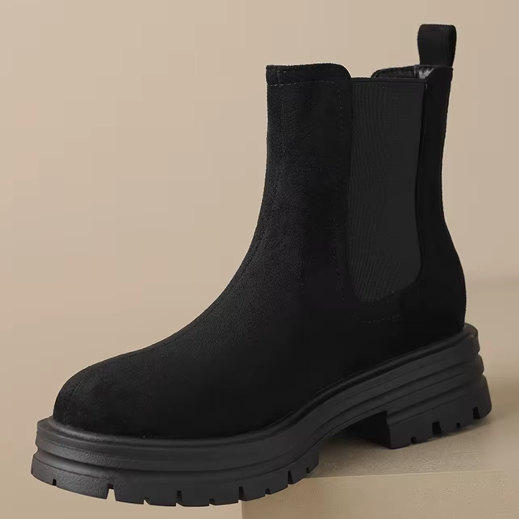 Bottines en cuir avec élastique a semelle crantée  – ADÉLINA