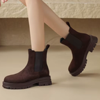 Bottines en cuir avec élastique a semelle crantée  – ADÉLINA