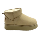 Bottines fourrées en daim vegan à talon plat bout rond – LYSSA