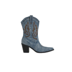 Santiags en denim brodé à talon – LYNE