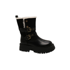 Bottines fourrées en similicuir talon carré sangle à boucle – GLARIA