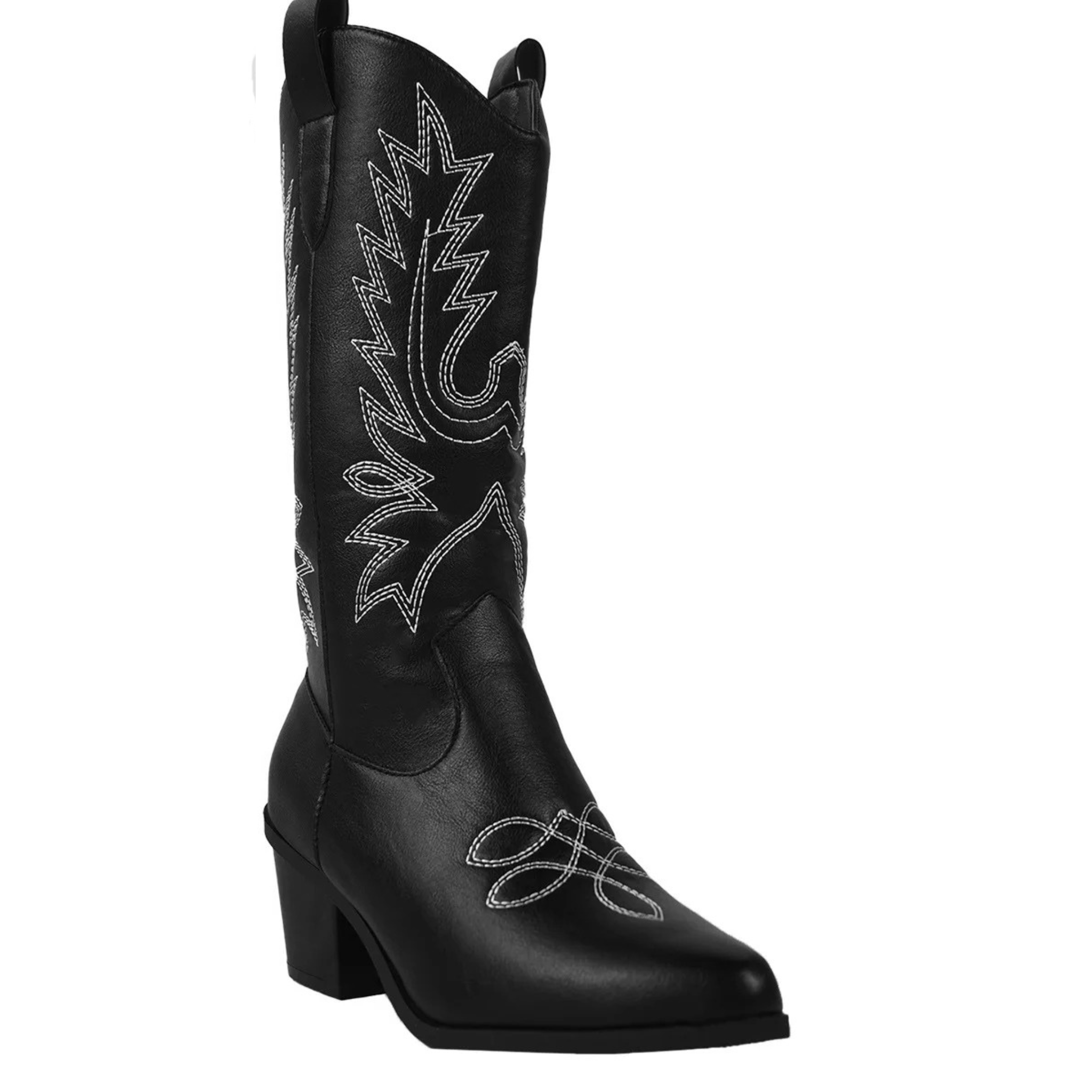 Santiags en similicuir à talon plat bout pointu - NARÉA