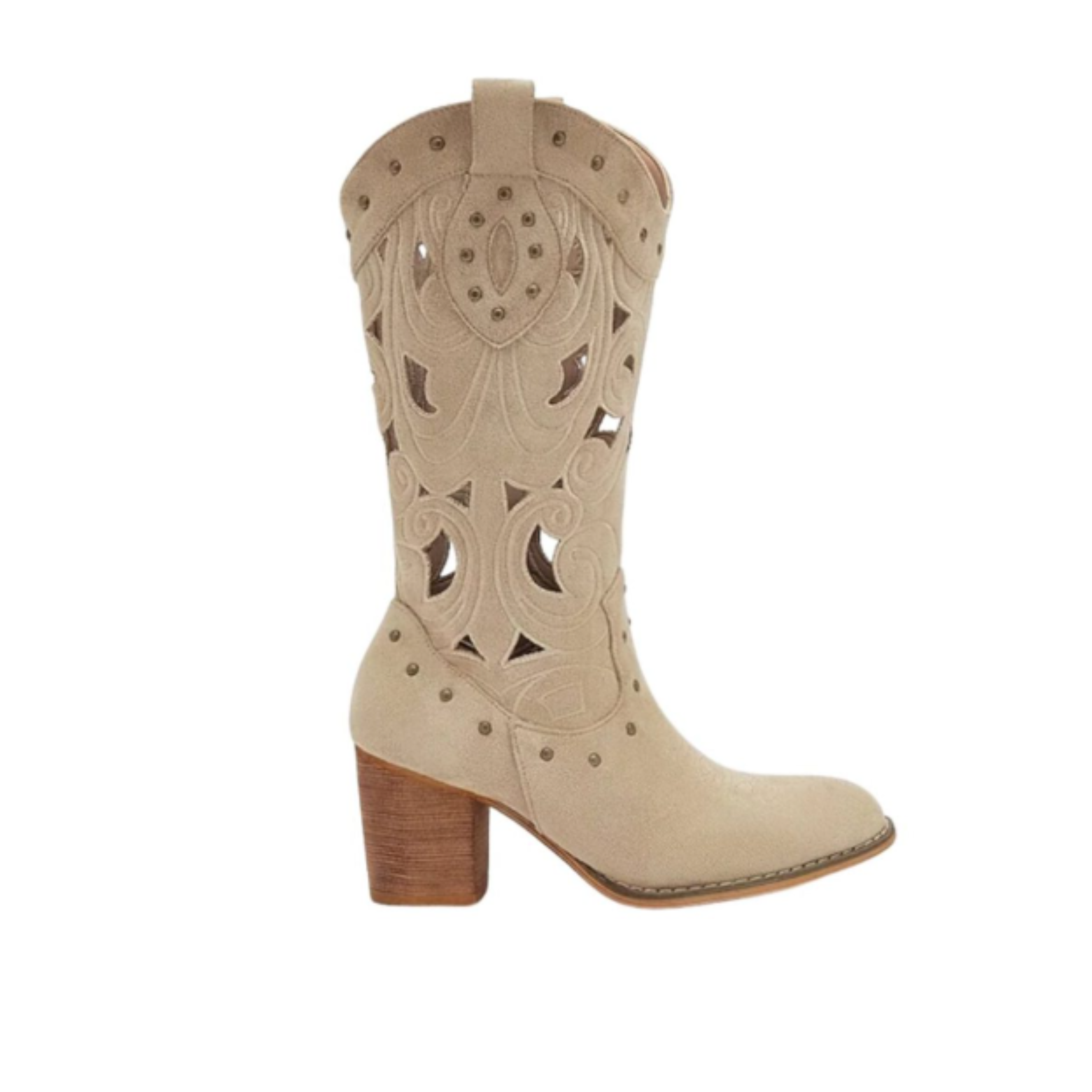 Santiags en daim vegan à talon plat bout pointu - LARÉNA