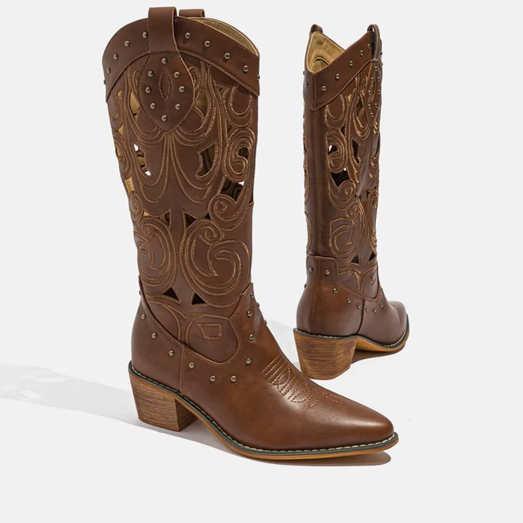 Santiags en daim à talon plat bout pointu - LARÉNA