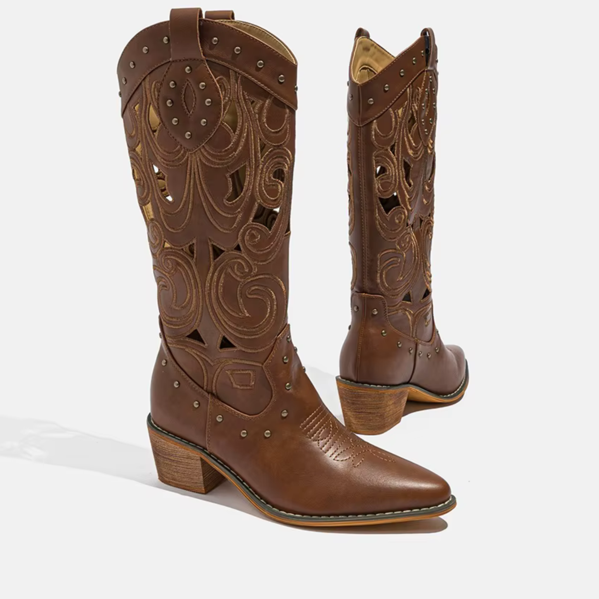 Santiags en daim à talon plat bout pointu - LARÉNA