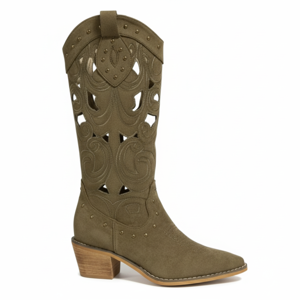 Santiags en daim à talon plat bout pointu - LARÉNA