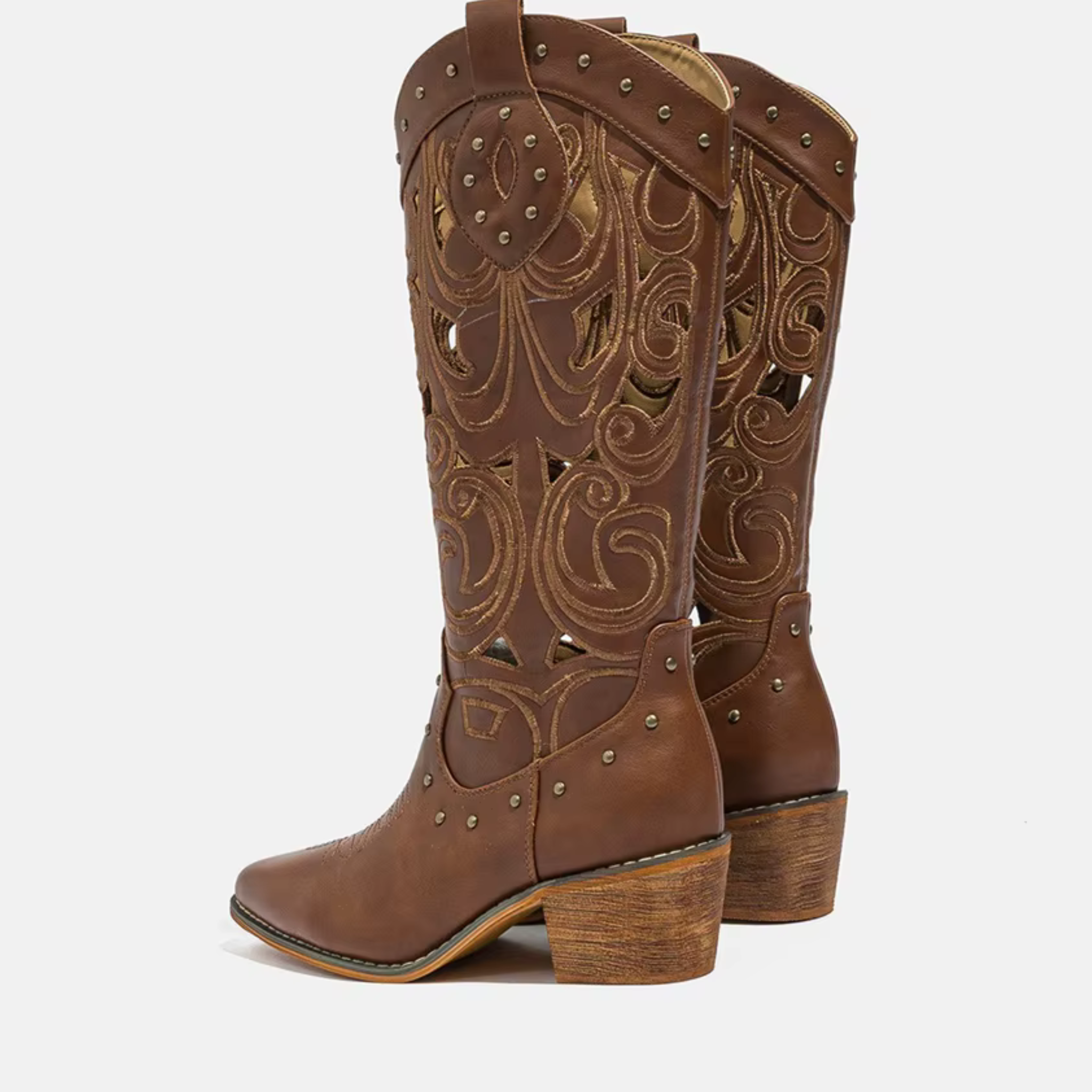 Santiags en daim à talon plat bout pointu - LARÉNA