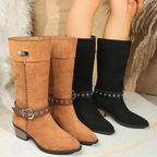 Santiags en daim vegan à talon bout pointu - NALIA