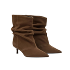 Bottines en daim plissé à talon fin bout pointu – LIYKE