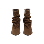 Bottines en daim plissé à talon fin bout pointu – LIYKE