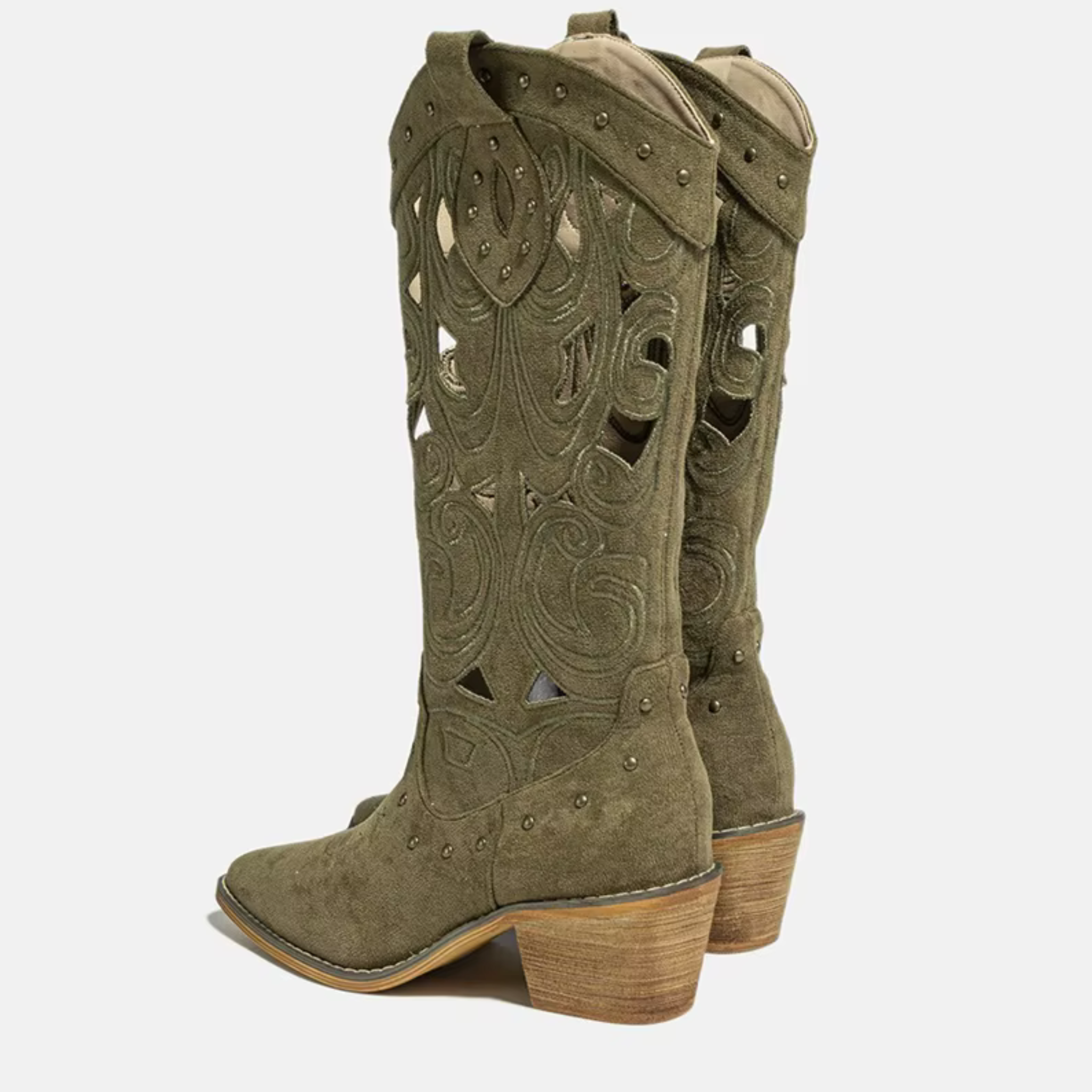 Santiags en daim à talon plat bout pointu - LARÉNA