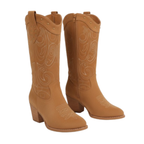 Santiags en similicuir à talon plat bout pointu - ÉMORÉA