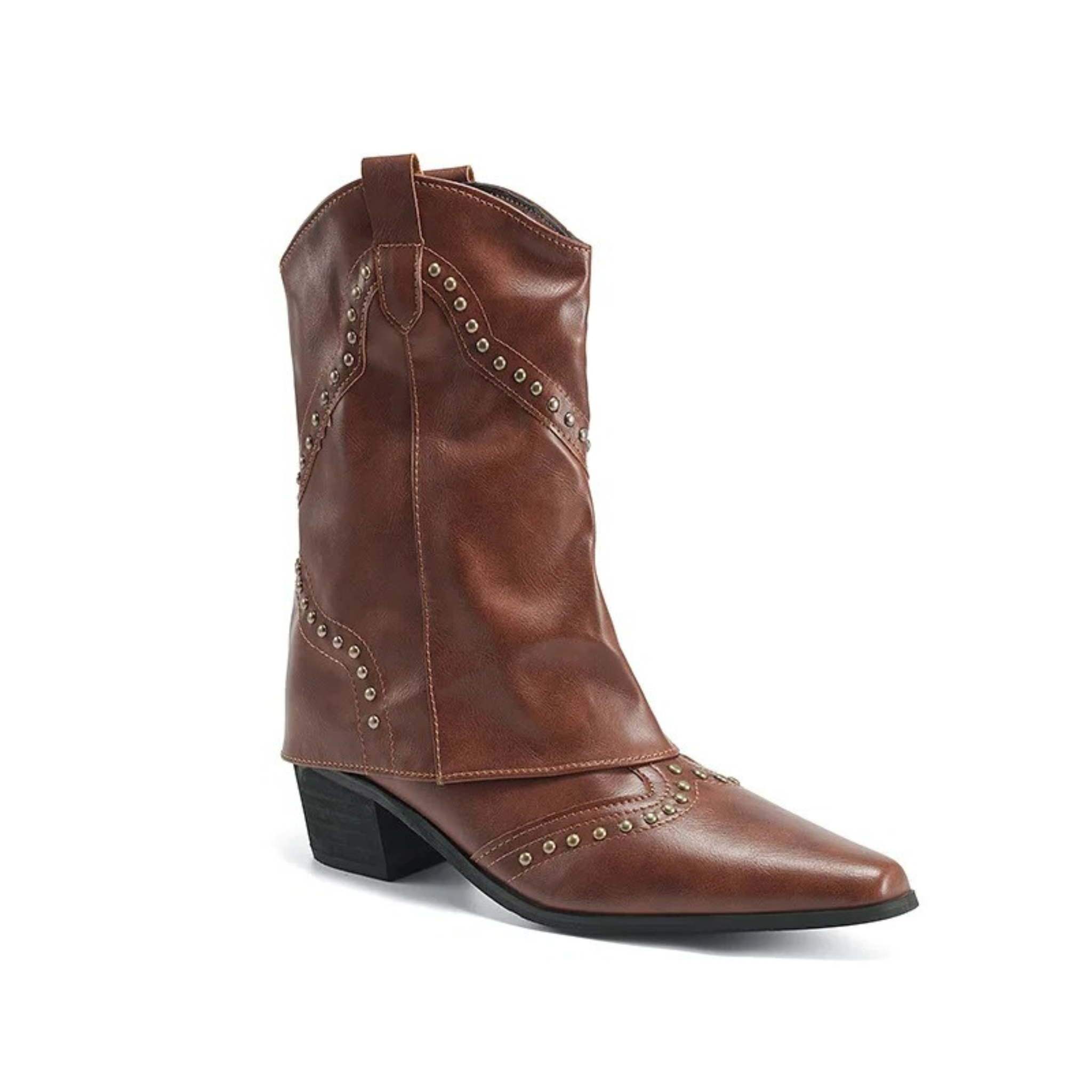 Santiags en similicuir à talon plat bout pointu - RÉNA