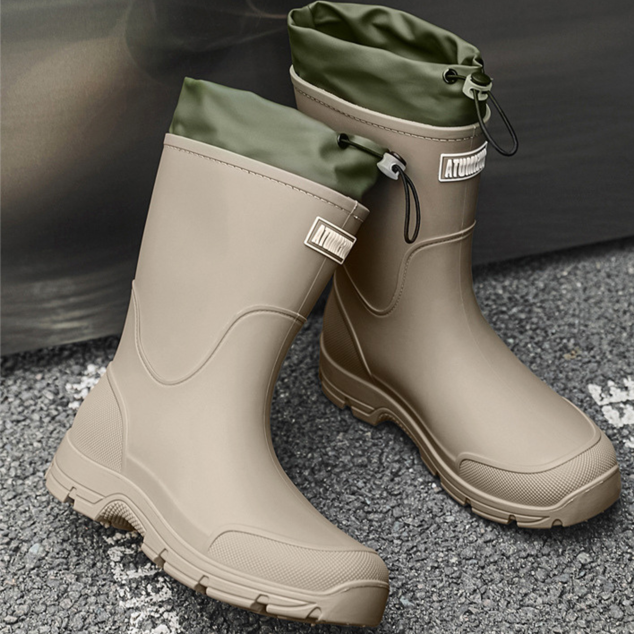 Bottines de pluie à talon carré bout rond - SAVÉRA