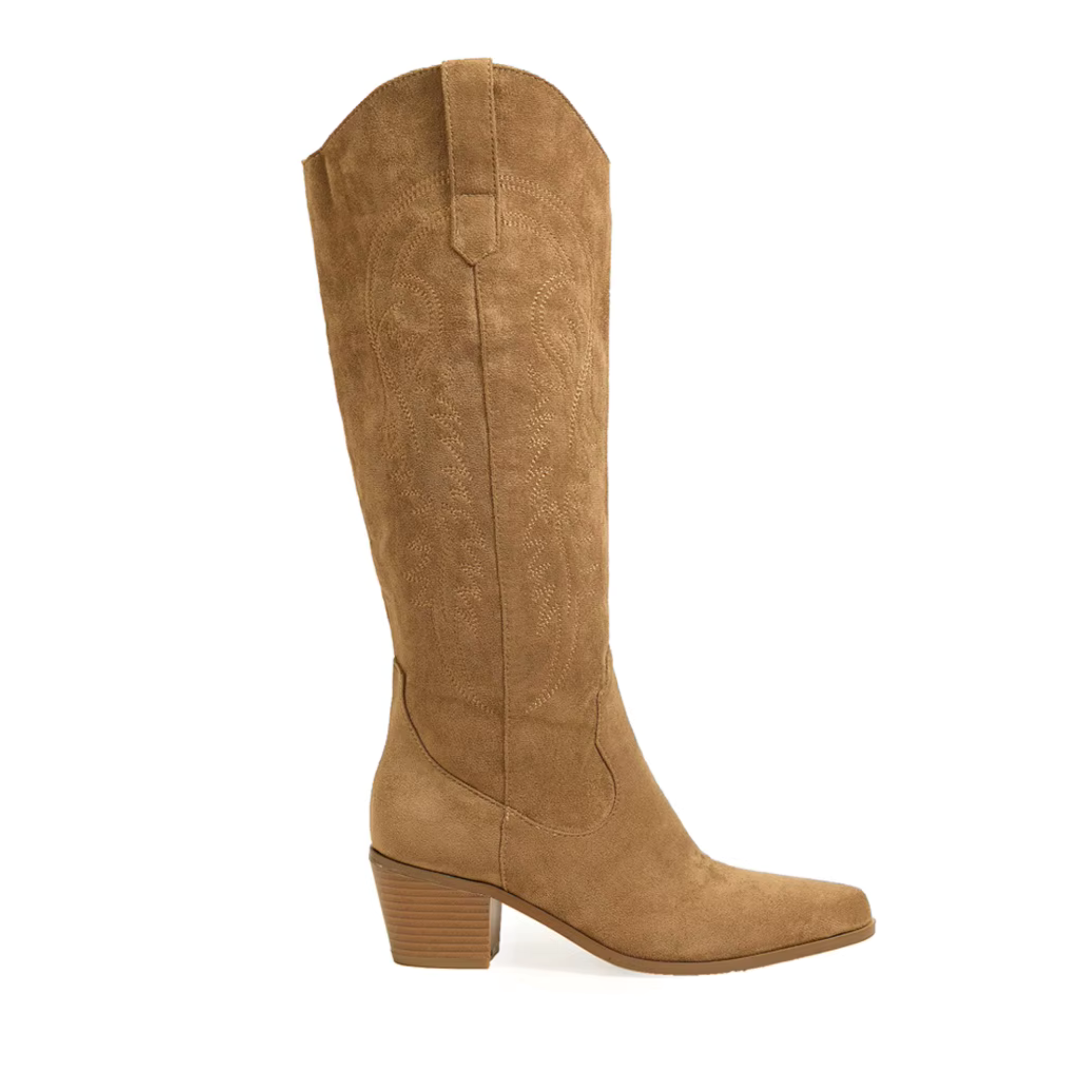 Santiags en daim vegan à talon plat bout pointu - DÉLÉANA