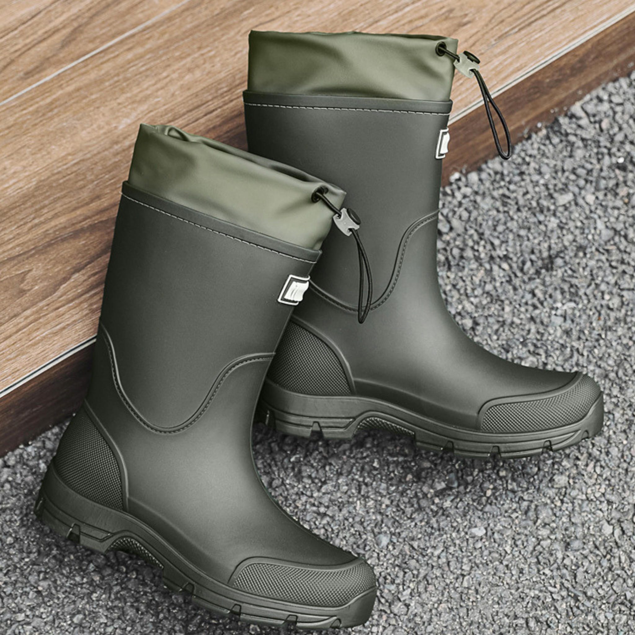 Bottines de pluie à talon carré bout rond - SAVÉRA