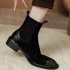 Bottines en cuir avec élastique à talon plat – AMÉRIA
