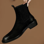 Bottines en cuir avec élastique à talon plat – AMÉRIA