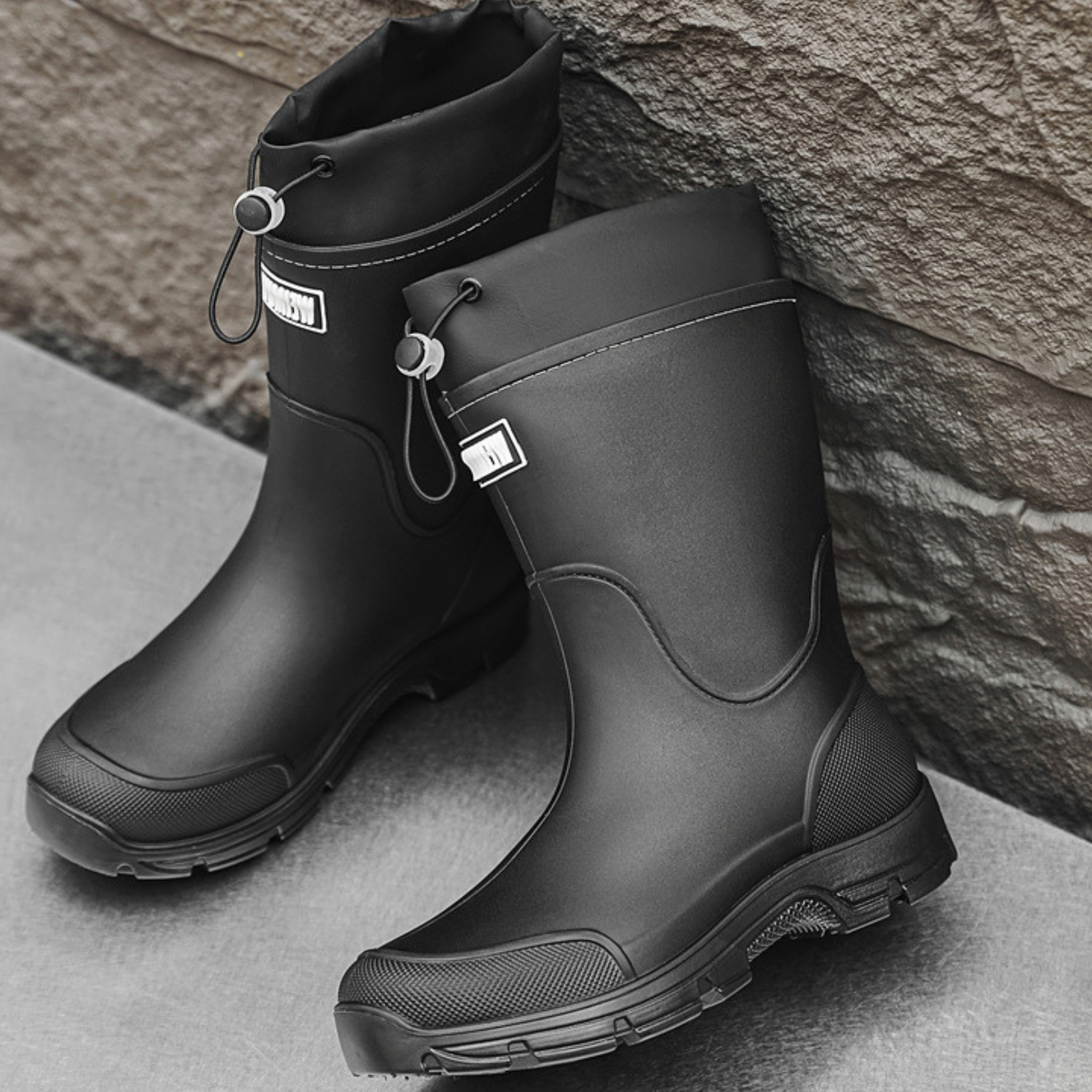 Bottines de pluie à talon carré bout rond - SAVÉRA