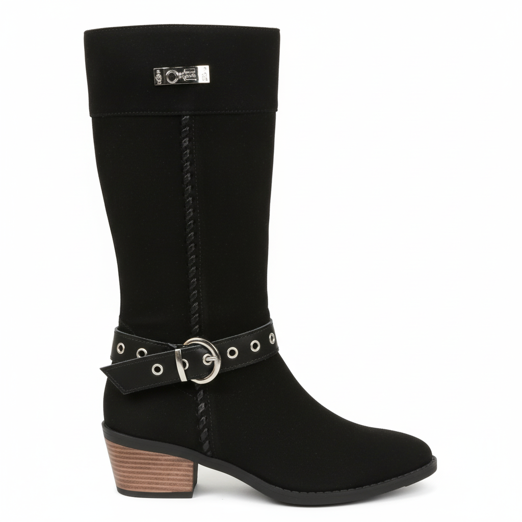 Botte noire genou - Vue de profil