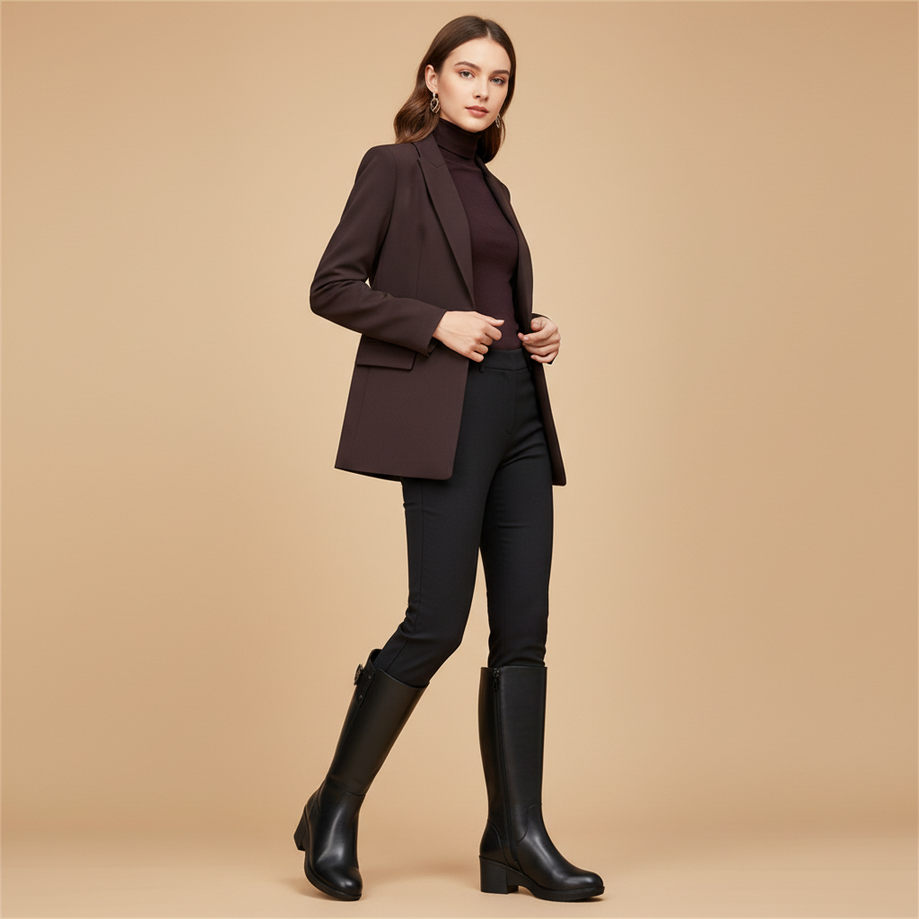 Bottes avec boucle - Portrait fond beige