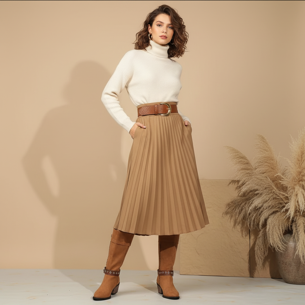 Bottes camel mi-mollet