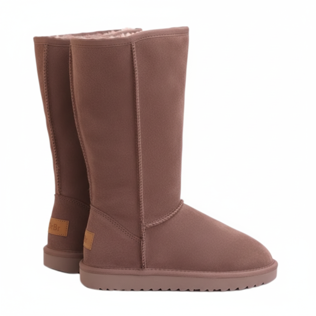 Bottes hautes taupe - profil latéral